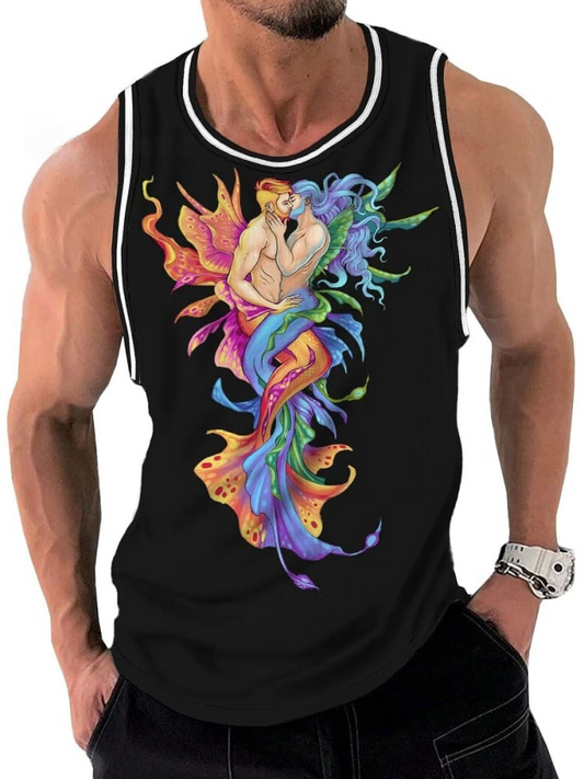 Underwater Kiss Art Print Crew Neck Tank Top