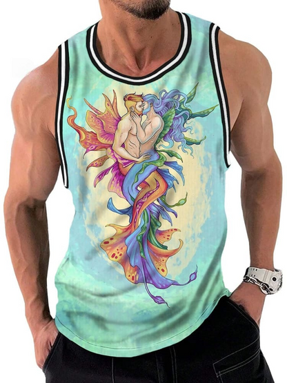 Underwater Kiss Art Print Crew Neck Tank Top