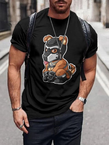 Men's Pride Bear Dog Print Casual T-Shirt