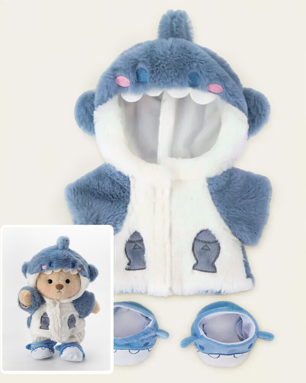 Getahug Fluffy Shark Bear | Handmade Jointed Teddy Bear Gift