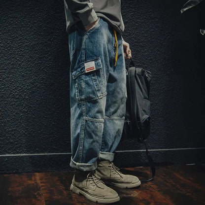 MEN'S DENIM LOOSE MULTI-POCKET PANTS