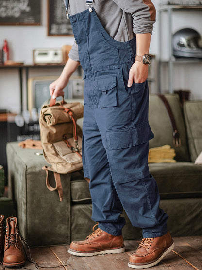 Sloppy Overalls Big Pockets Workwear with Zipper Fly