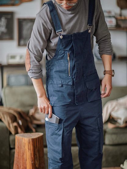 Sloppy Overalls Big Pockets Workwear with Zipper Fly