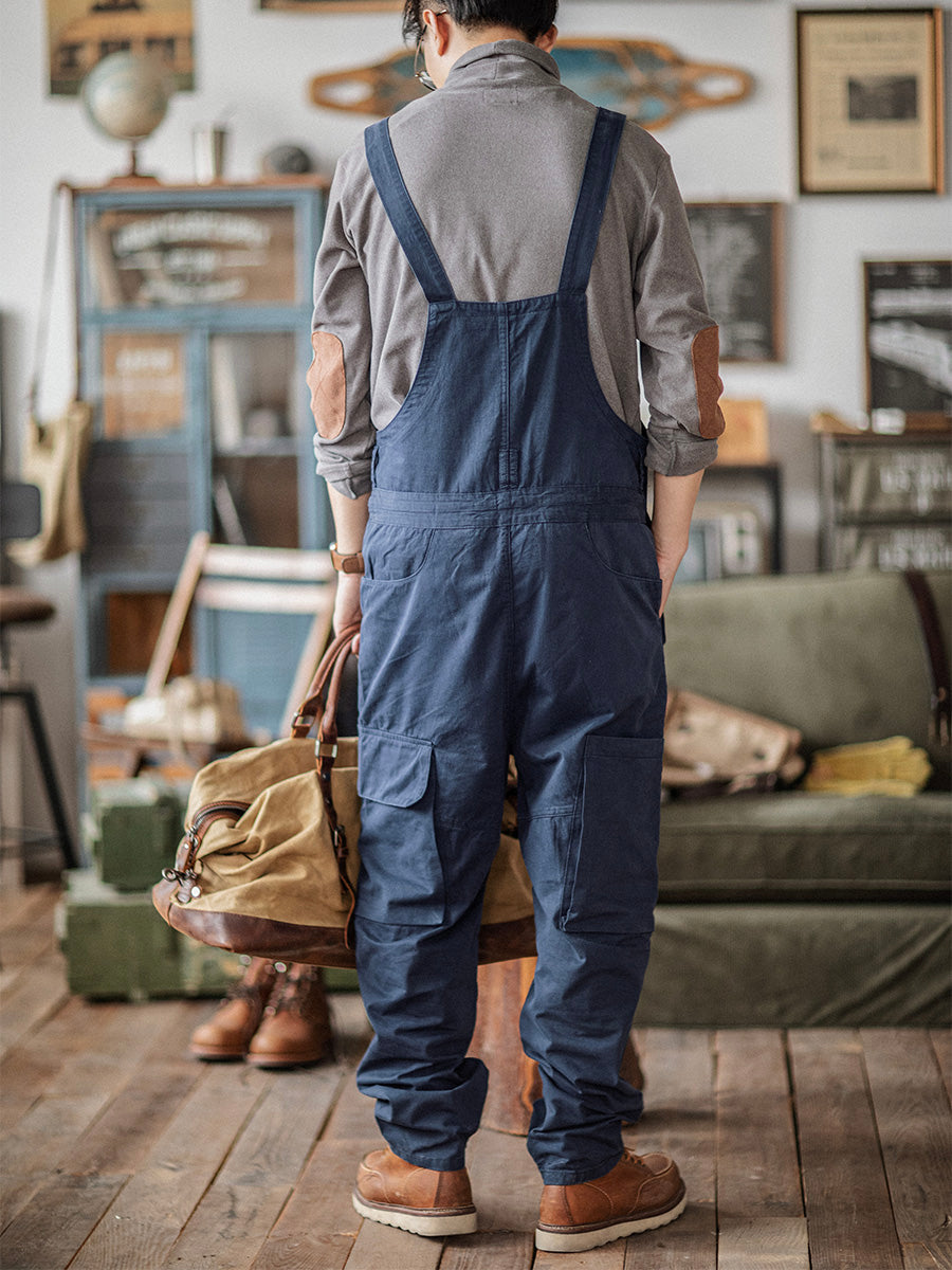 Sloppy Overalls Big Pockets Workwear with Zipper Fly