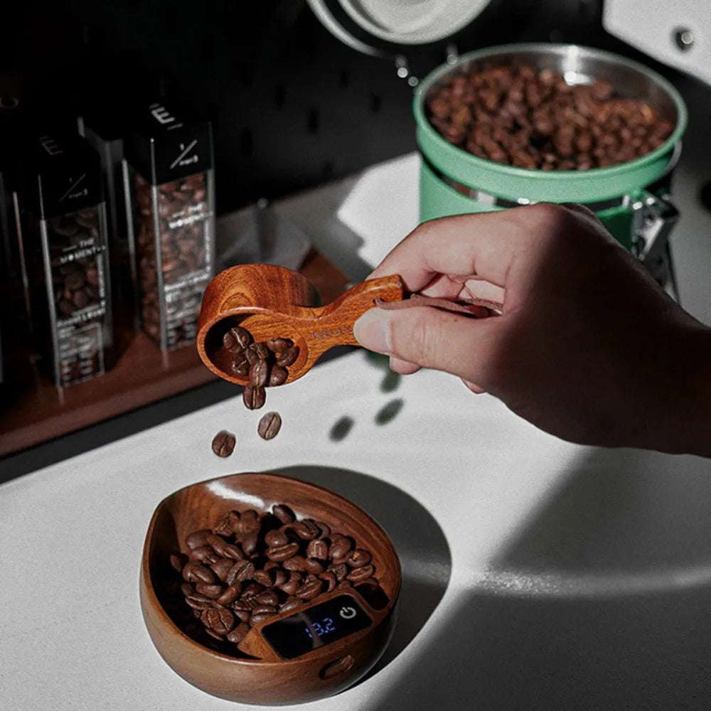 Electronic Walnut Coffee Scale With Leaf Shade