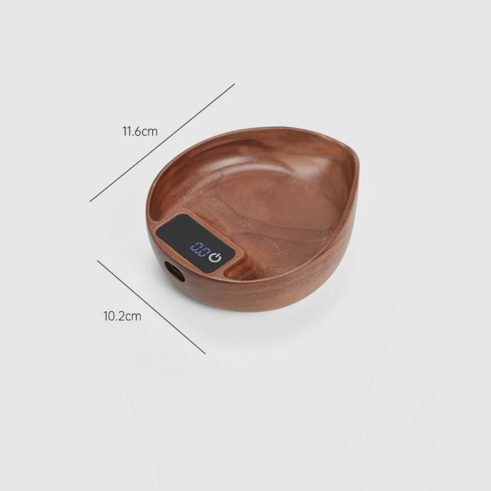 Electronic Walnut Coffee Scale With Leaf Shade