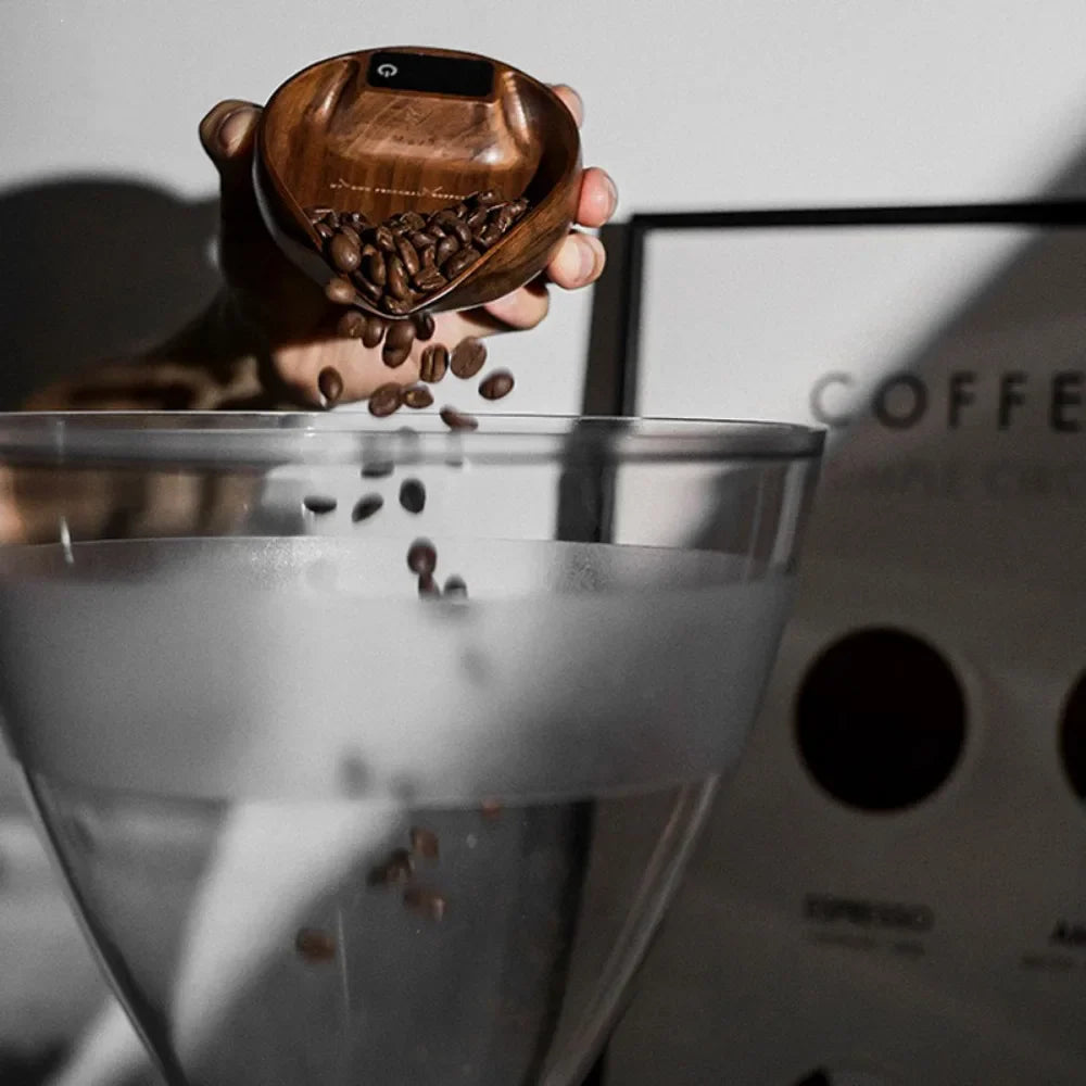 Electronic Walnut Coffee Scale With Leaf Shade