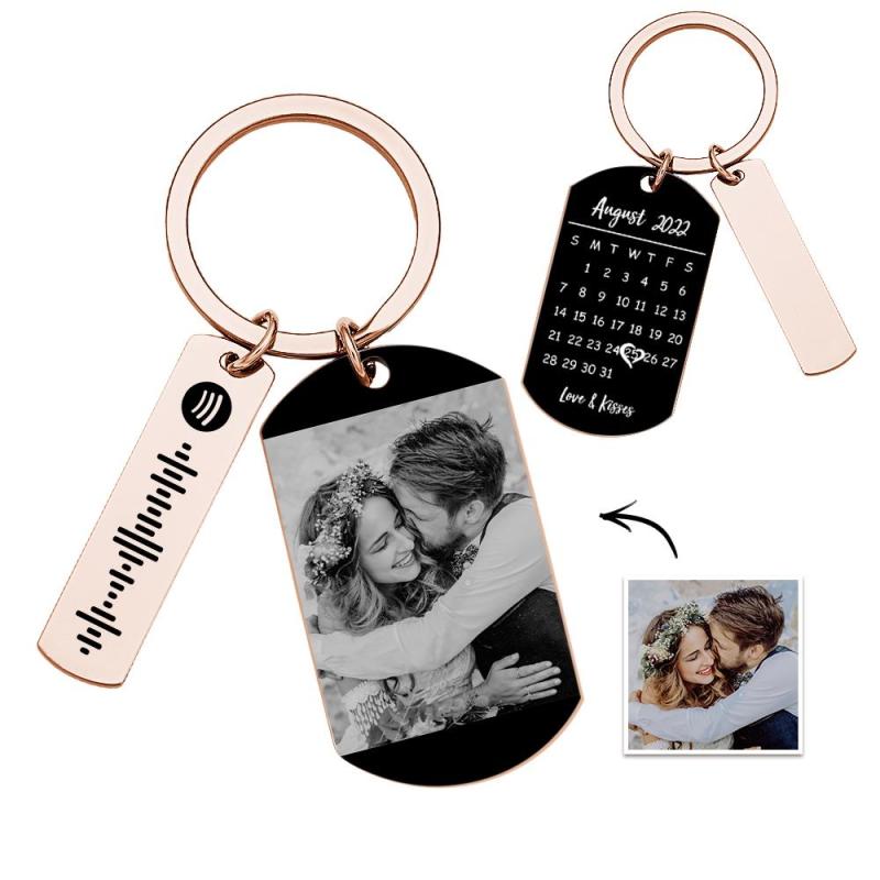 Personalized Spotify Calendar Keychain Custom Picture & Music Song Code