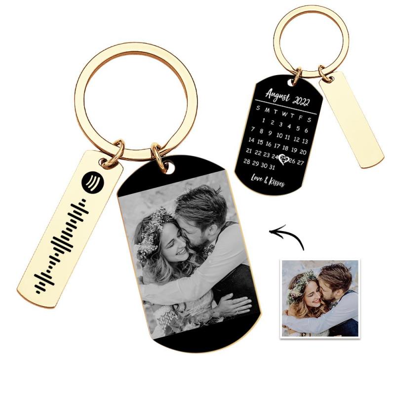 Personalized Spotify Calendar Keychain Custom Picture & Music Song Code