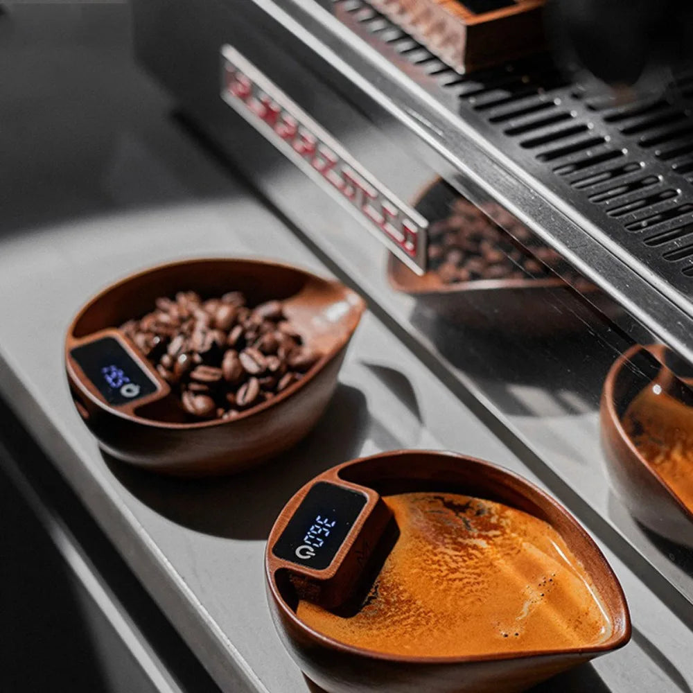 Electronic Walnut Coffee Scale With Leaf Shade