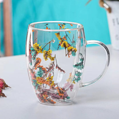 Elegant Blossom Glass Mugs