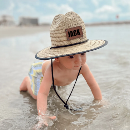 Personalized Summer Leather Patch Straw Hat for Comfort & Unique