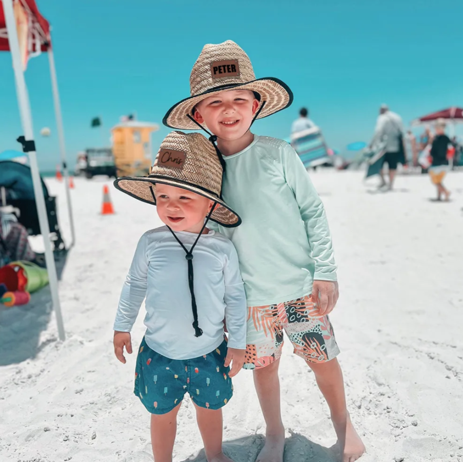 Personalized Summer Leather Patch Straw Hat for Comfort & Unique