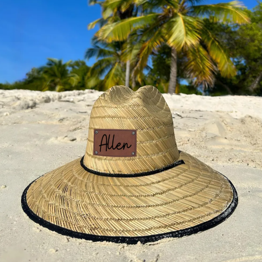 Personalized Summer Leather Patch Straw Hat for Comfort & Unique