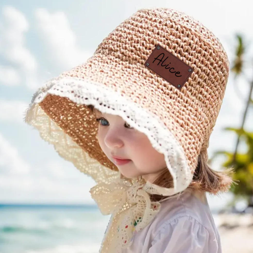 Personalized Summer Leather Patch Straw Hat for Comfort & Unique