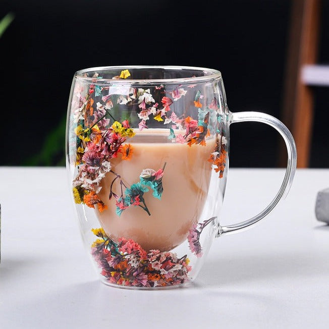 Elegant Blossom Glass Mugs