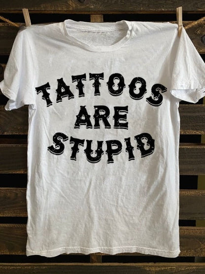 Unisex Tattoos Are Stupid Print Tank Top