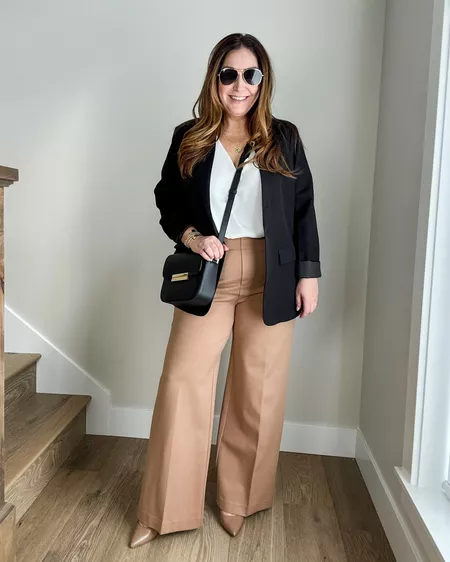 Tummy Control Button Wide Leg Pant