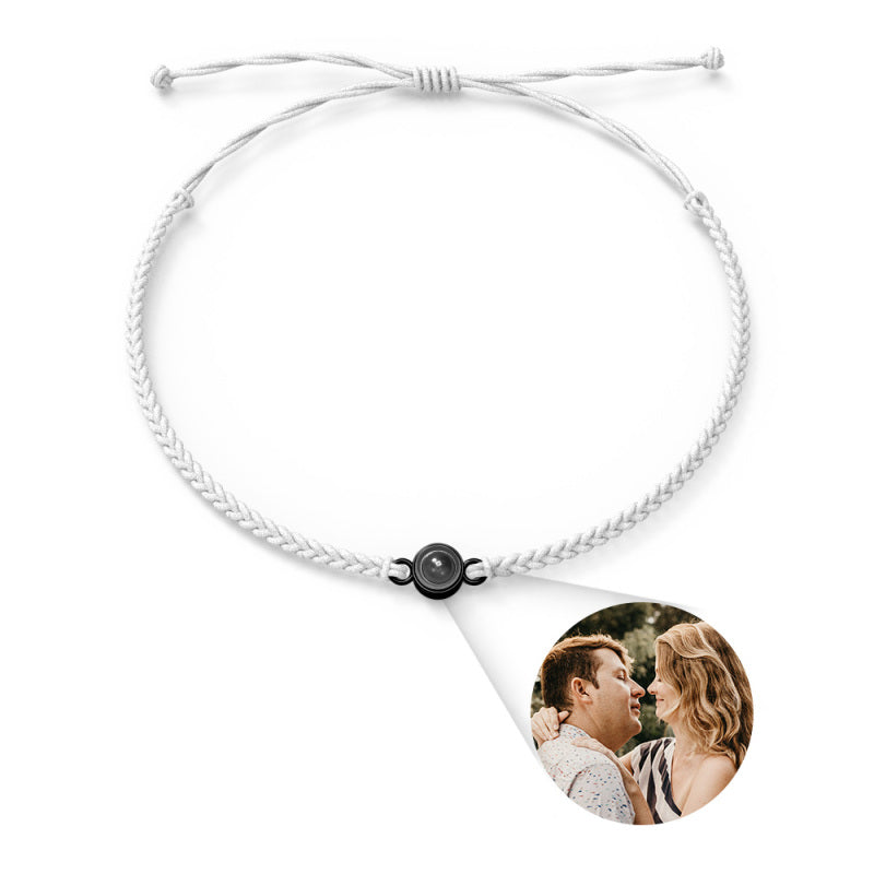 Personalized Circle Photo Projector Couple Bracelet