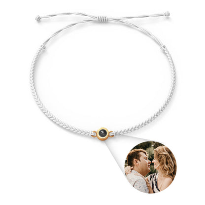 Personalized Circle Photo Projector Couple Bracelet