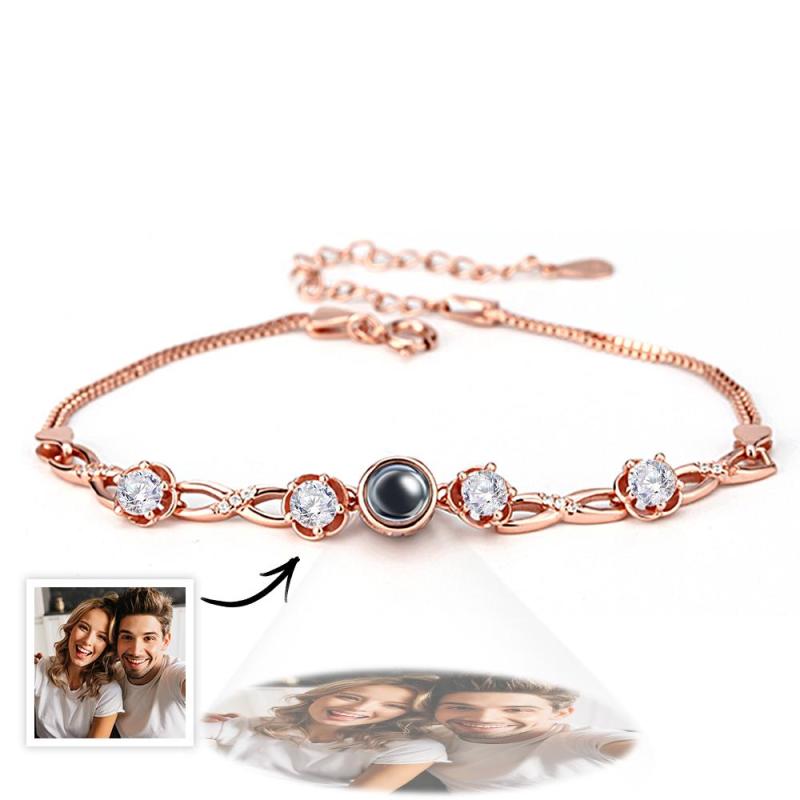 Personalized Photo Projection Bracelet with Diamonds Beautiful Gift