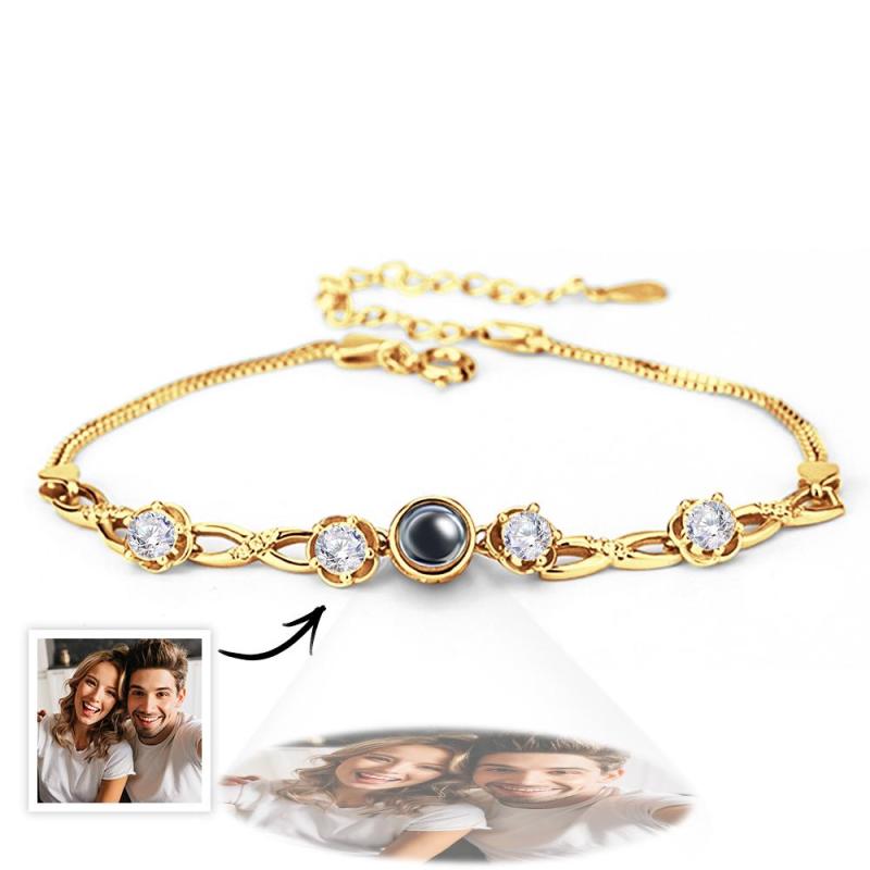 Personalized Photo Projection Bracelet with Diamonds Beautiful Gift