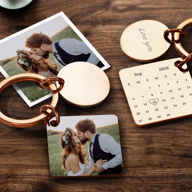 Personalized Custom Photo Engraved Calendar Keychain