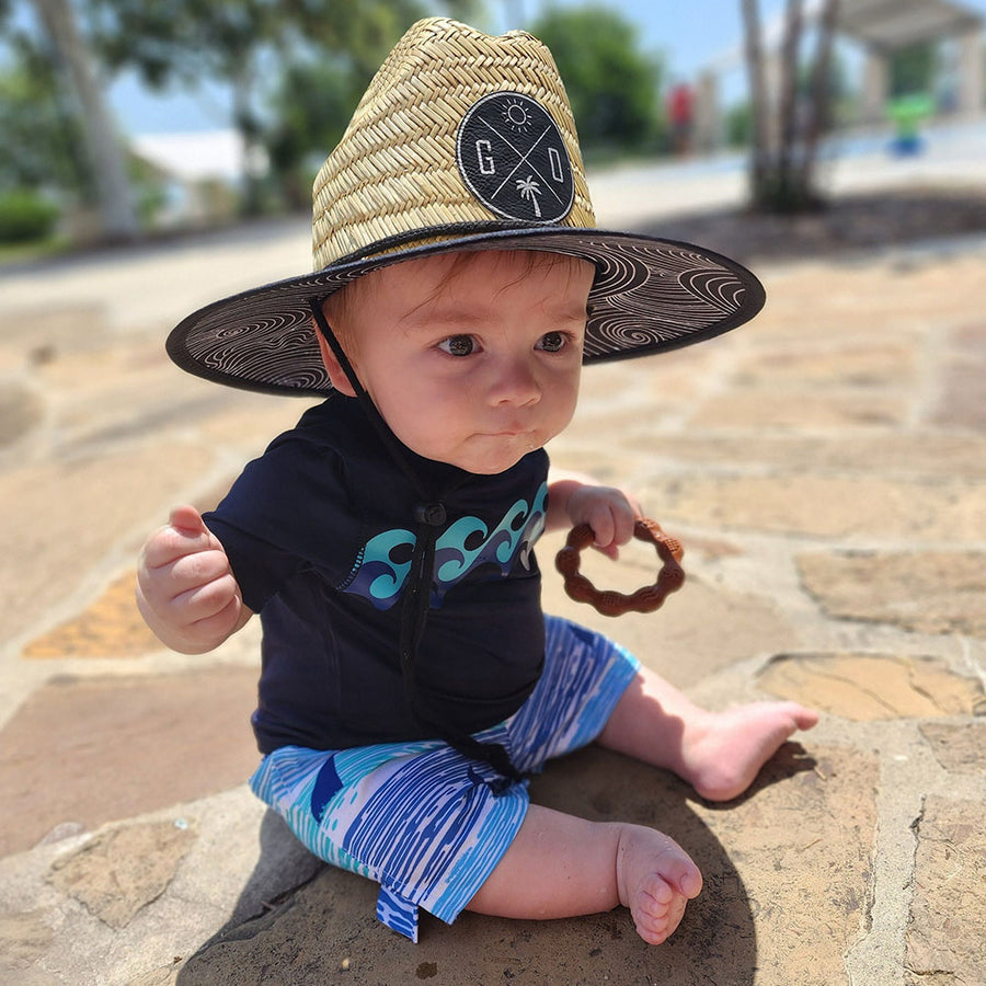 Personalized Leather Name Patch Straw Hat Sun Hat With Initials and Symbols Gift for Toddler Child Adult