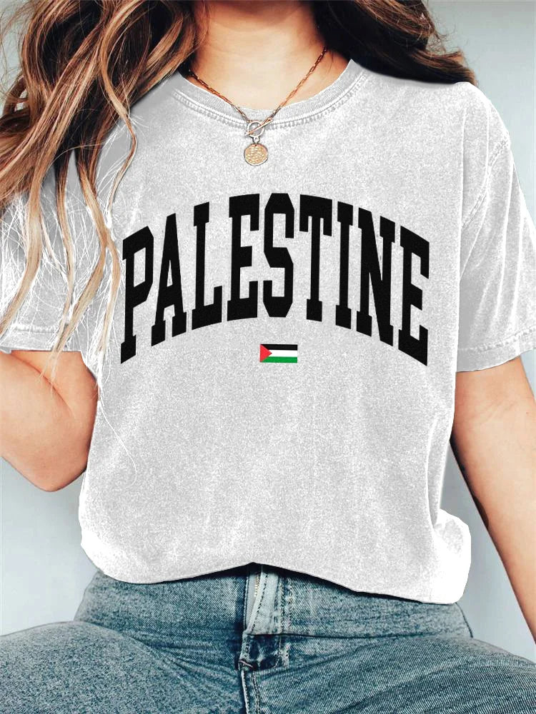 Women's Casual Free Palestine Print T-shirt