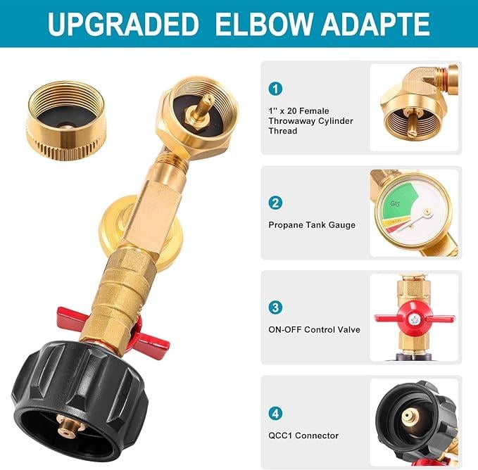 ✨This Week's Special Price $14.99💥 Top-Rated Propane Refill Elbow Adapter with Tank Gauge