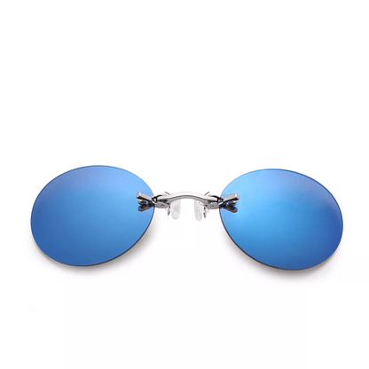 Ultralight Rimless Retro Round Clip On Nose Sunglasses