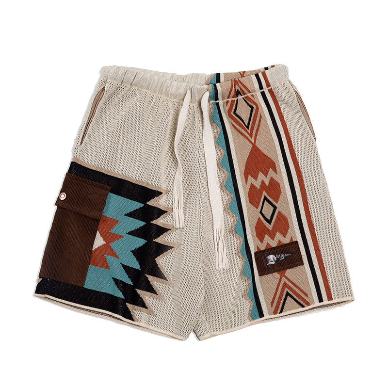 Men's Embroidery Geometric Navajo Totem Shorts Drawstring Elastic Waist Shorts