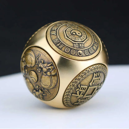 Brass Dice Large Fidget Spinner With 6 Sides Gift - Hand-carved