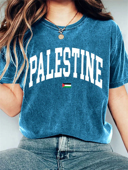 Women's Casual Free Palestine Print T-shirt