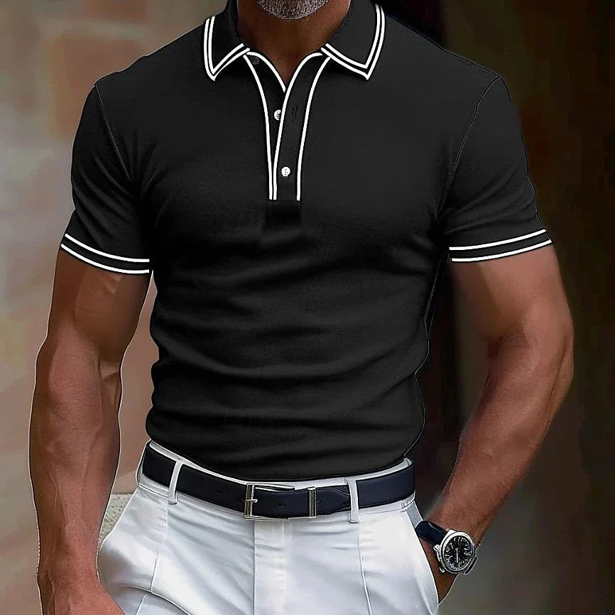 Men's Striped Detail Polo Shirt