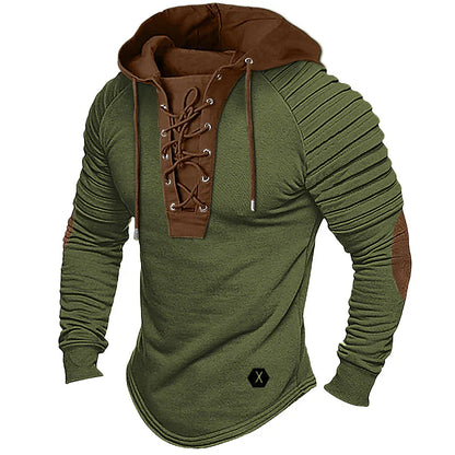 Men's Vintage Hooded Sweatshirts Drawstring Long Sleeve Pullover