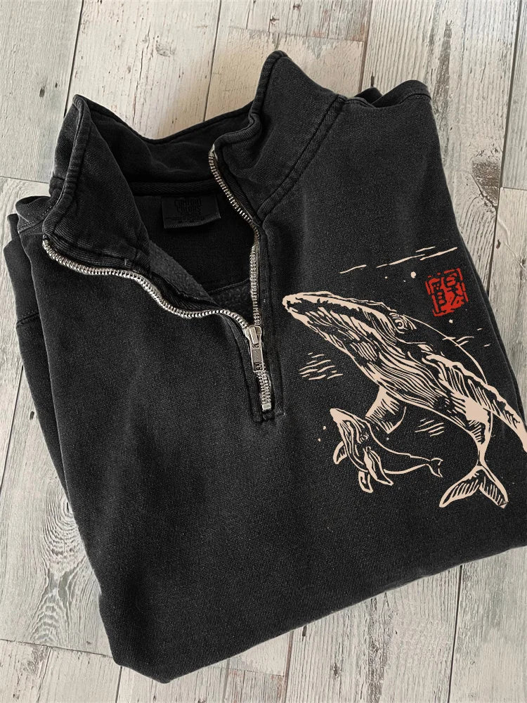 Species Of Whales Art Zip Up Sweatshirt