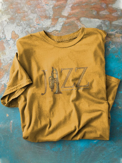 Men's Retro Jazz Shirt Pure Cotton Short Sleeve T-Shirt