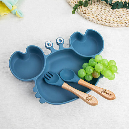 Personalised Silicone Baby Feeding Set with Crab Shape