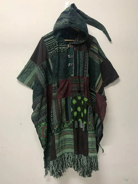 Ethnic Style Striped Printed Hooded Cloak