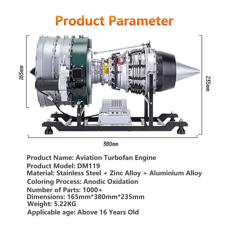 DIY Twin-spool Turbofan Engine Kits Mechanical Metal Assembly Kit Educational Experiment Toy