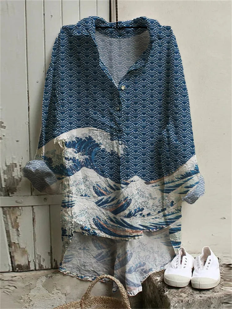 The Great Wave off Kanagawa High Low Tunic