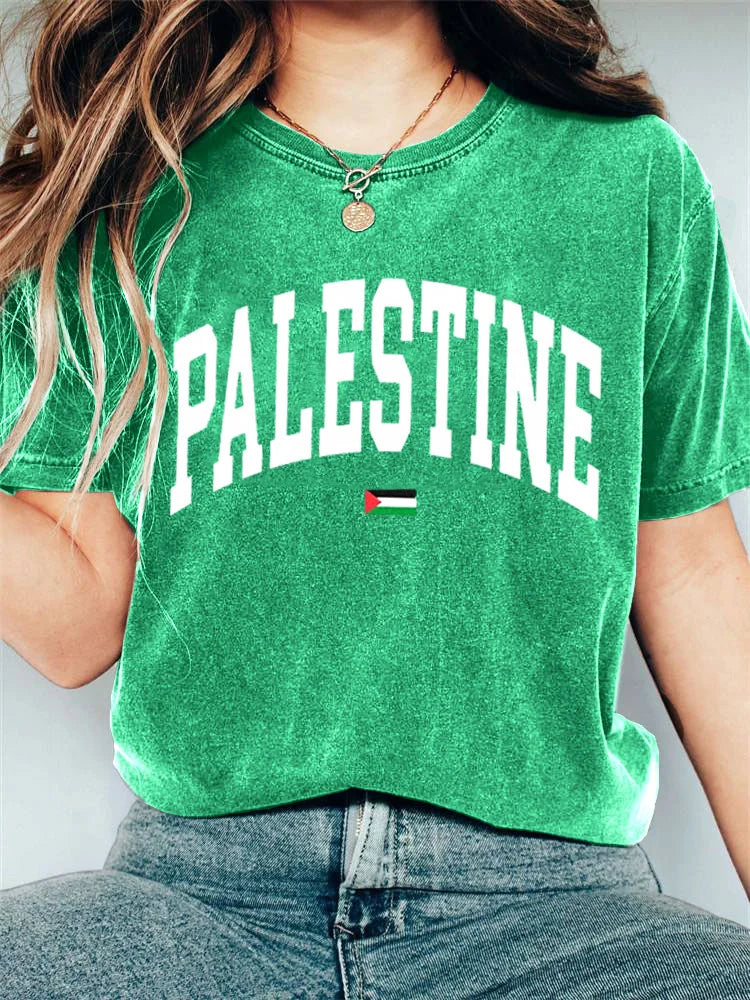 Women's Casual Free Palestine Print T-shirt