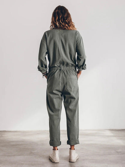 Women's Relaxed Fit Button Front Jumpsuit