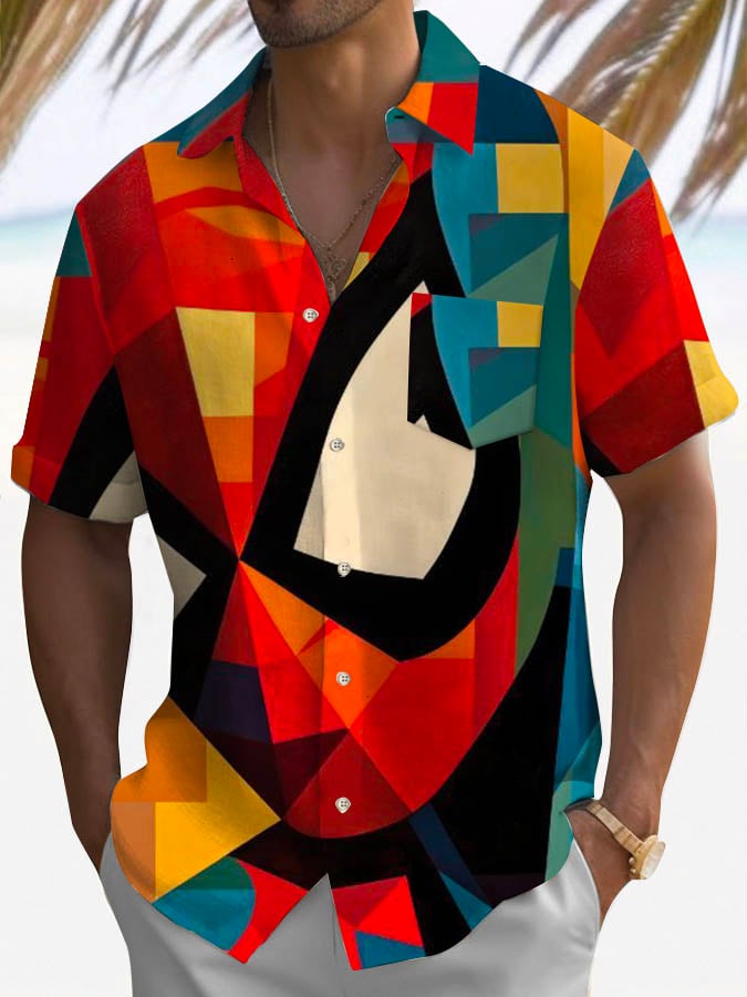 Men's Abstract Art Short Sleeve Shirt