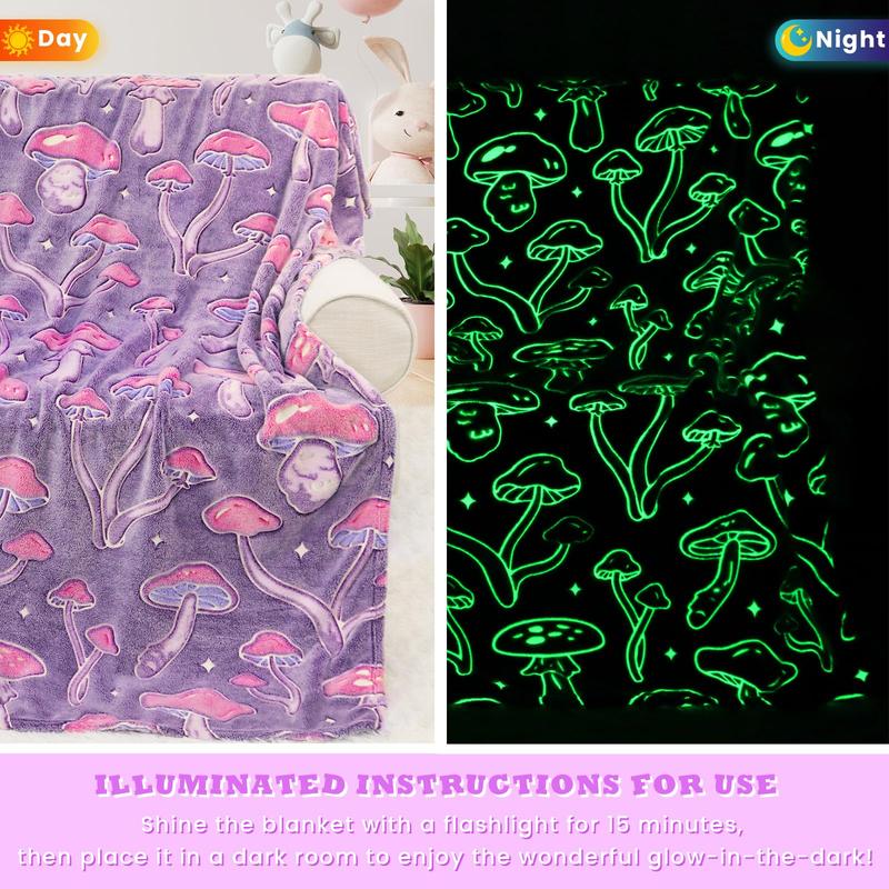 Mushroom Print Comfy Bedding Throw Blanket