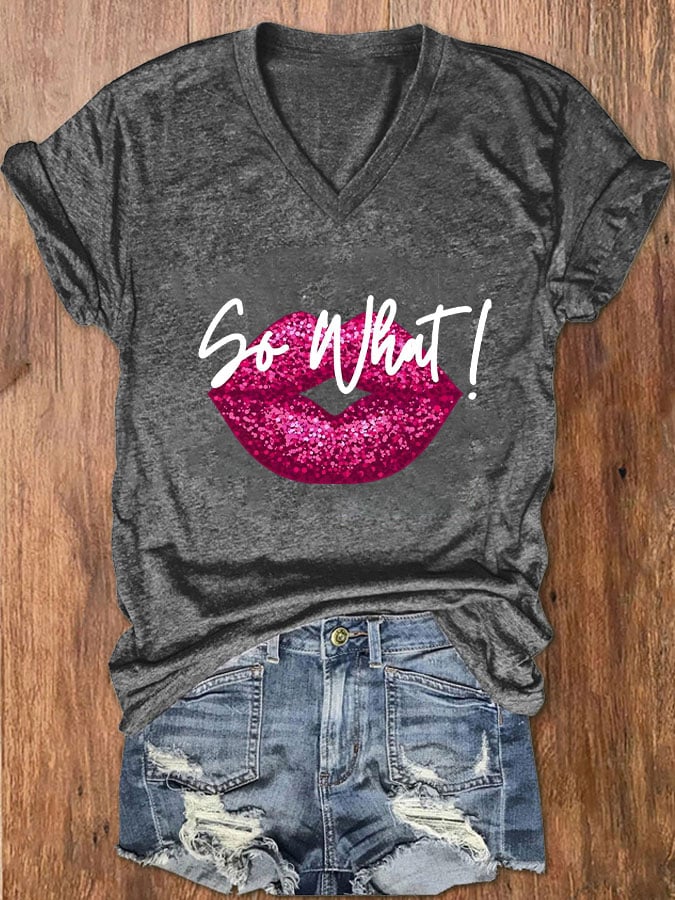 Women's lip "so what" printed t-shirt