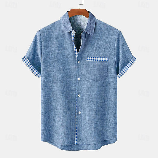 Men's Plaid Linen Shirt