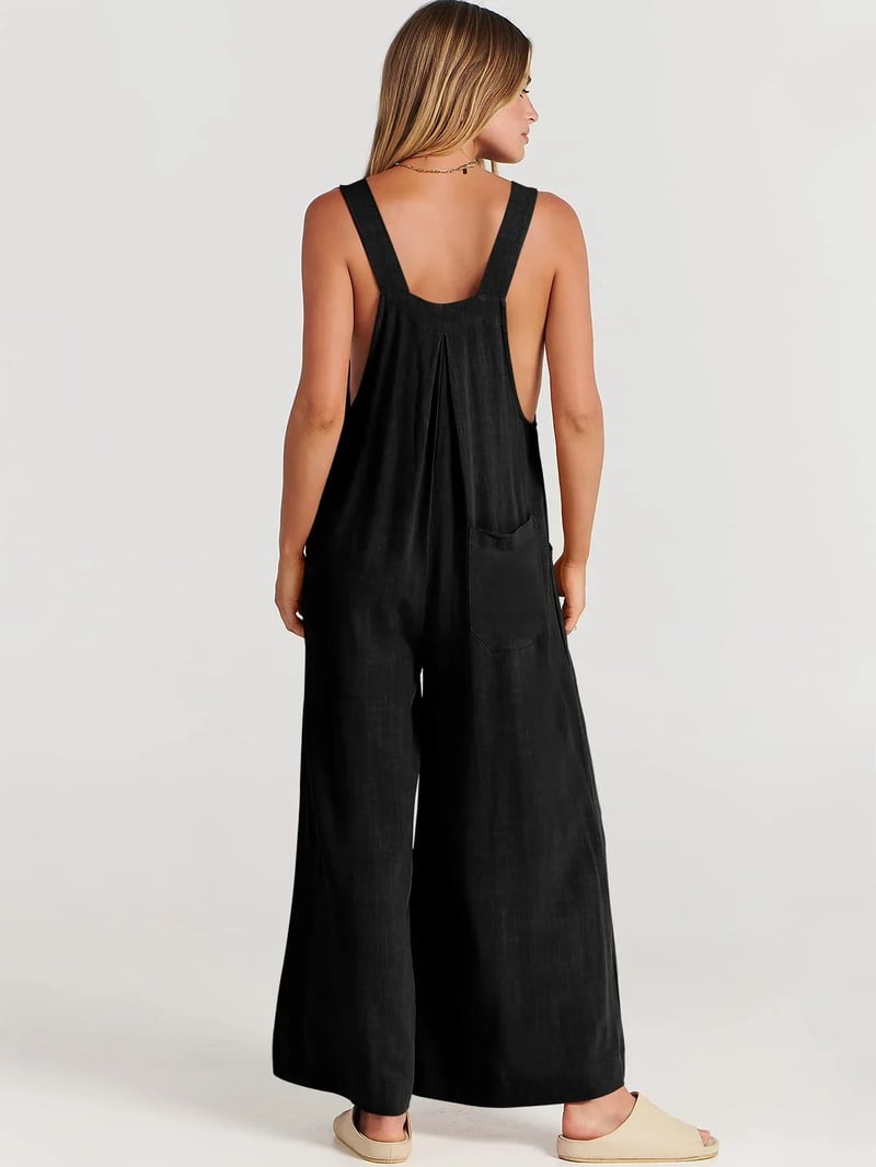 Women's Sleeveless Wide Leg Jumpsuit with Pockets