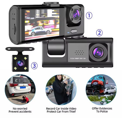 2-Inch Screen Wifi Link 1080P HD Dashcam with Night Vision 2 or 3 Lenses